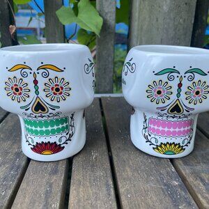 Sugar Skull Don Julio Tequila Mug Cup Ceramic Day of the Dead Lot of 2